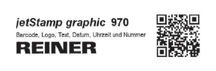 jetstamp graphic 970 print sample - text, logo, QR code