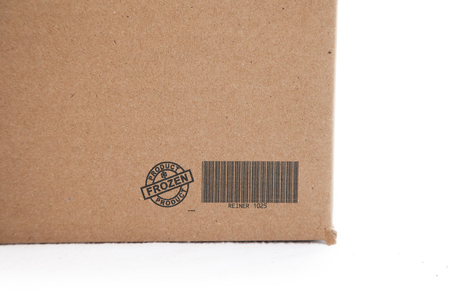 box with frozen product graphic and barcode